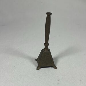 Brass Hand Bell OF SARNA Engraved Leaf Design Small Pyramid Base